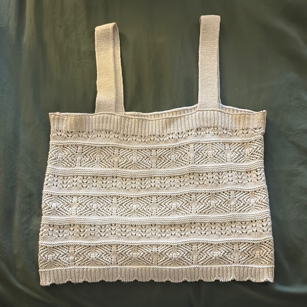 SO Cream Knit Top with Textured Design